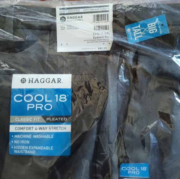 NWT Haggar Big & Tall Cool 18 Pro brown heather pleat front pants - Picture 8 of 8